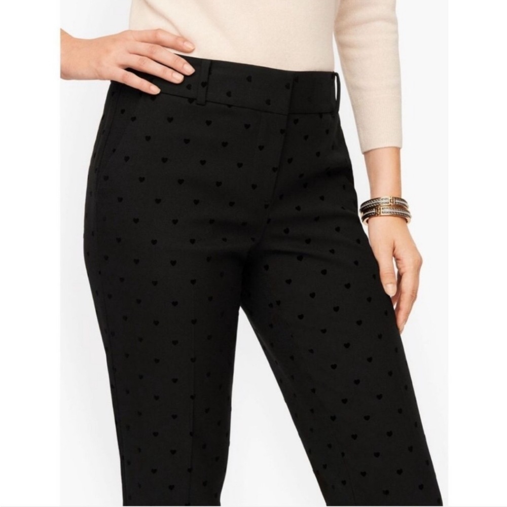 Talbots Hampshire Ankle Pants 6P Women's Black Career Office Heart Embroidered - Picture 3 of 15